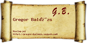 Gregor Balázs névjegykártya